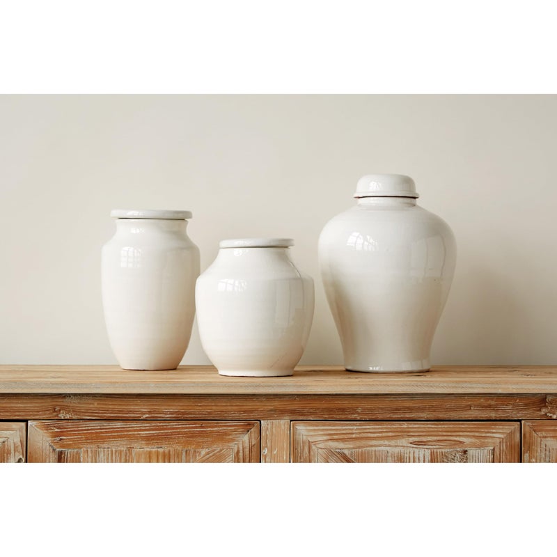 Creative Co-Op Small Round White Terracotta Cachepot - Image 2
